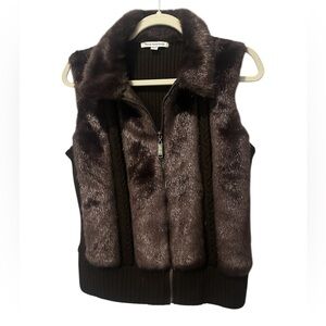 Mercer Street Studio Faux Fur Sleeveless Vest Brown Size‎ Petite Large